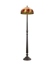 Vintage floor standing lamp with stained glass shade. 3D rendering isolated.