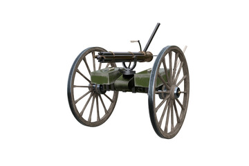 Fototapeta premium Old wild west automatic machine gun weapon. 3D rendering isolated.