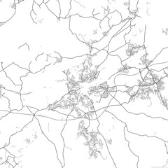Area map of Blackburn United Kingdom with white background and black roads