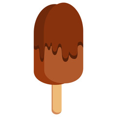 Delicious Chocolate Stick Ice Cream Isolated Illustration on White Background