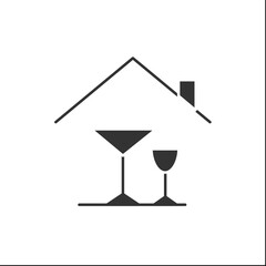 Home alcohol bar glyph icon. Mini bar. Home party, celebration. Home interior, furniture. Cocktail party and drinking establishment concept.Filled flat sign. Isolated silhouette vector illustration