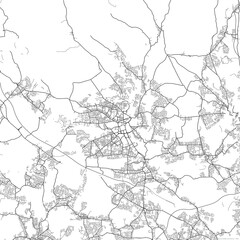 Area map of Bolton United Kingdom with white background and black roads