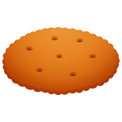 Round Biscuit Cookie Illustration Isolated on White Background