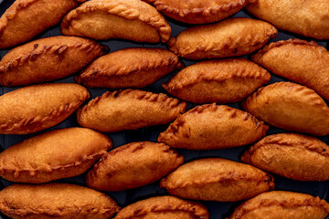 Macro shot of top view panzerotti 