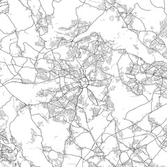 Area map of Bradford United Kingdom with white background and black roads