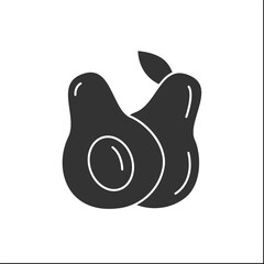 Avocado glyph icon. Superfood. Organic healthy energetic food for balanced nutrition. Detox and weight loss supplements. Vegetarian food.Filled flat sign. Isolated silhouette vector illustration