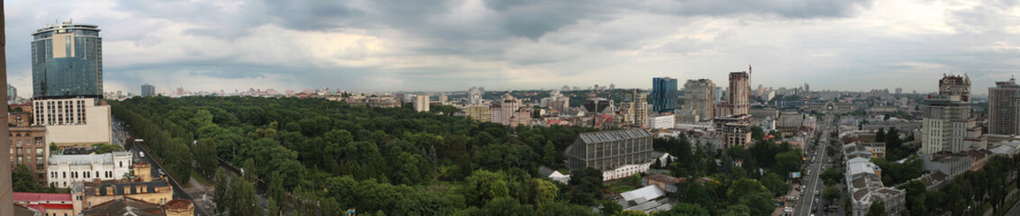 Kiev, capital of Ukraine, view of Shevchenko Boulevard, Botanical Garden, railway station and station square 2013.