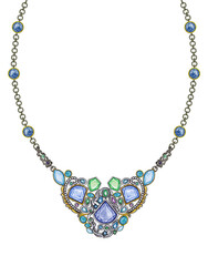 Jewelry design modern art fancy gems necklace. Hand drawing and painting on paper.
