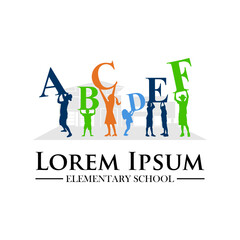 Orange blue green lime green elementary school logo concept, used for elementary school logo