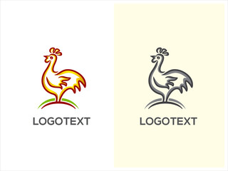Chicken Silhouette Logo Design Vector