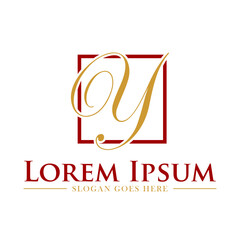 Y Initial letter handwriting and signature logo. A concept with template element.