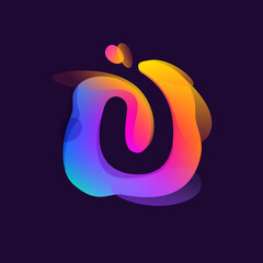 Fototapeta premium U letter logo in multicolor gradient splash blot. Negative space splash icon.