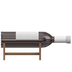 3d rendering illustration of a wine bottle on stand