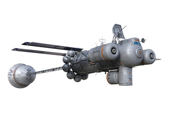 Fantasy futuristic star ship viewed from lower angle. 3D rendering isolated. © IG Digital Arts