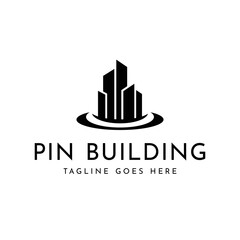 Creative building and pin, structure logo design real estate, architecture construction, logo inspiration