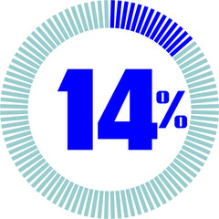 14 Percentage with Round Pie Chart.  Economy, medical, sport and speed concept	