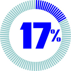 17 Percentage with Round Pie Chart.  Economy, medical, sport and speed concept	