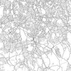Fototapeta na wymiar Area map of Croydon United Kingdom with white background and black roads