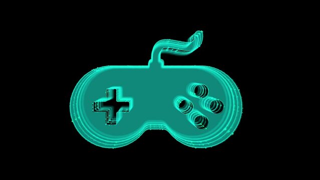 Digital Animation of Gaming Pad icon. Concept of Gamepad. Cloud Gaming concept. Hud elements. Wireless controller gamepad for play games.