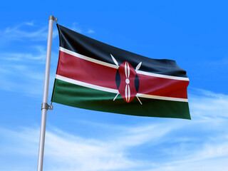 Kenya flag waving in the wind