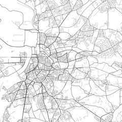 Area map of Deurne Belgium with white background and black roads
