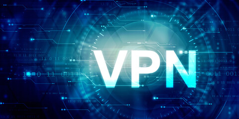 2d illustration VPN network security internet privacy encryption concept