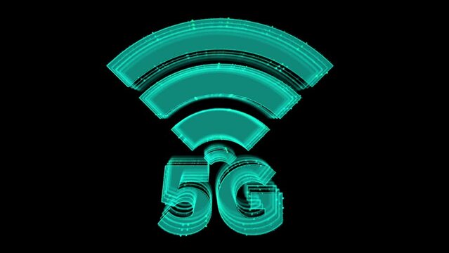 Digital Animation of 5G icon. Concept of New generation 5G network, high-speed mobile Internet, Networks. Business, modern technology, internet and networking concept.