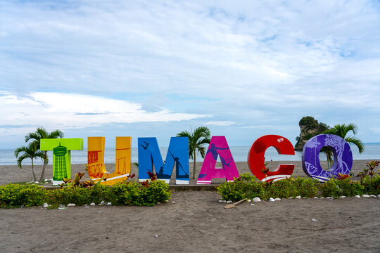 Tumaco colorful sign in morro beach. Narino department. Colombia. January 28, 2022.