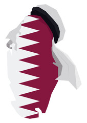 Qatar map with flag design and keffiyeh in flat style, Vector illustration