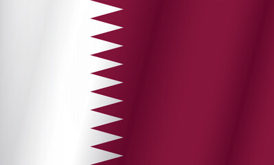 Obraz premium Qatar flag banner with waves, Vector illustration