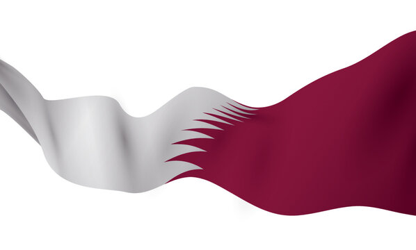 Long and waving Qatar flag over white background, Vector illustration