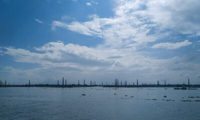 The photo representing the pollution in Bangladesh in the bricks making mill. Climate changing in Bangladesh and all over the world.