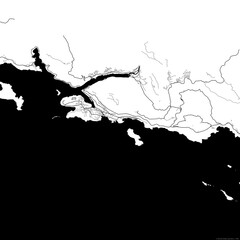 Area map of Dubrovnik Croatia with white background and black roads