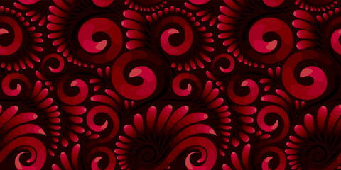 Vector seamless abstract floral pattern in red colors