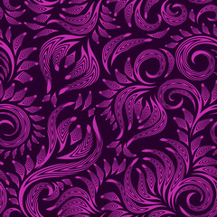 Seamless abstract elegant pattern with curve element in purple color