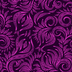 Vector seamless abstract floral pattern in purple colors