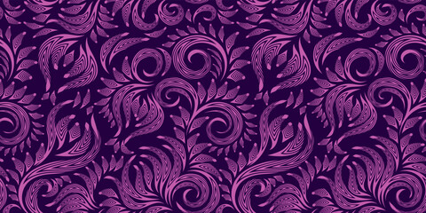Purple vector seamless abstract floral  pattern
