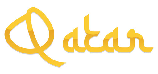 Golden design with Qatar text over white background, Vector illustration