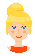 Avatar of blonde woman, PNG isolated on transparent background