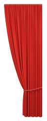 Red stage open curtain with rope, PNG isolated on transparent background