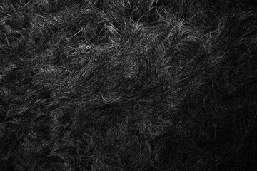 black Fur Background. Bear, Dog Skin. Digital Illustration. black fur vector texture. black animal skin imitation. Furry background. Seamless animal print. 