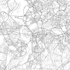 Fototapeta na wymiar Area map of Duisburg Germany with white background and black roads