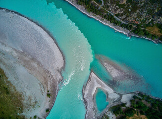 The confluence of mountain rivers - Argut and Katun.Gorny Altai Russia.
