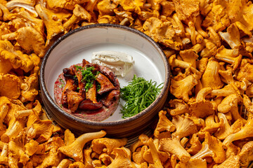 Beef tartare with chanterelle mushrooms