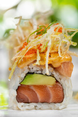 Sushi with salmon and avocado