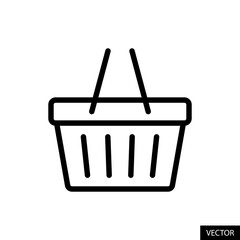 Supermarket shopping basket, Online shopping concept vector icon in line style design for website, app, UI, isolated on white background. Editable stroke. Vector illustration.