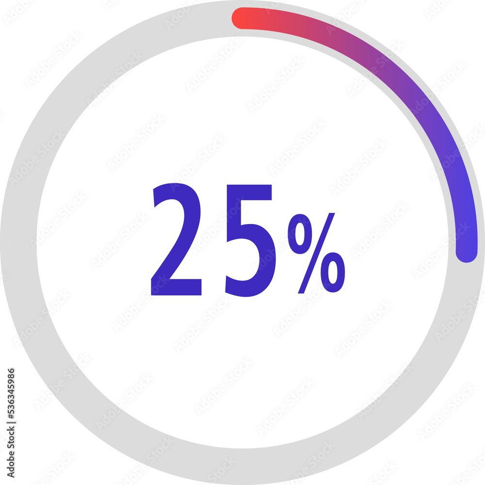 Sticker circle percentage diagrams, Pie Charts icon Showing 25%