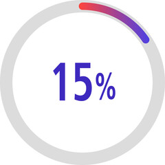 circle percentage diagrams, Pie Charts icon Showing 15%