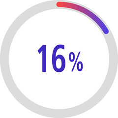 circle percentage diagrams, Pie Charts icon Showing 16%