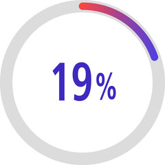 circle percentage diagrams, Pie Charts icon Showing 19%